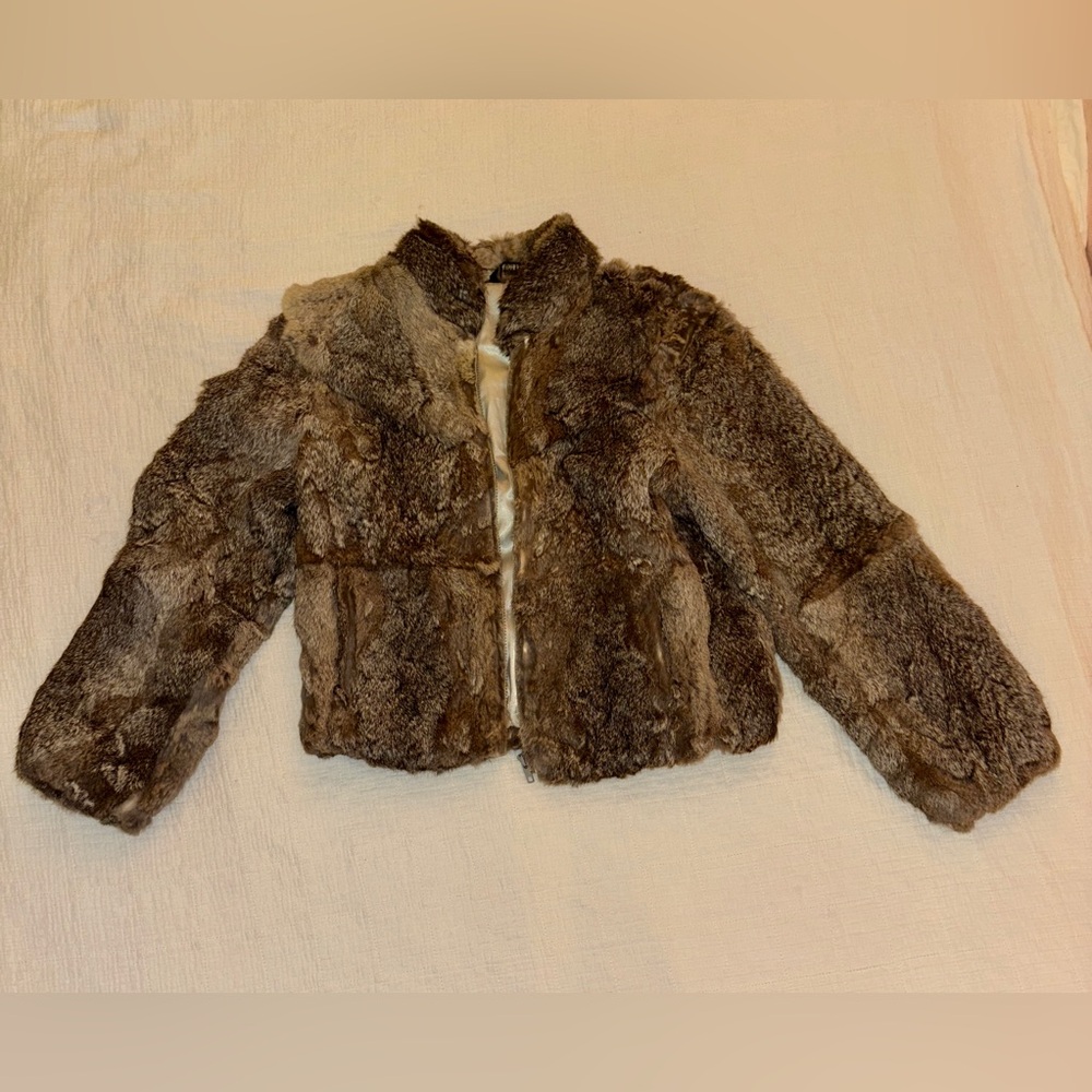 Vintage Wilsons Leather 1980s Real Rabbit Fur Jacket - Grey, size Women’s Large